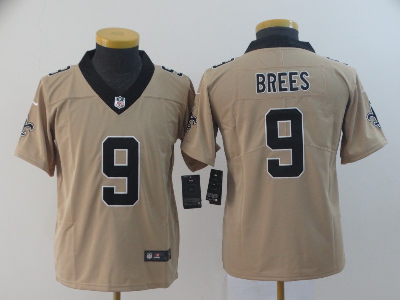youth New Nike New Orleans Saints #9 Bress yellow Limited Jersey